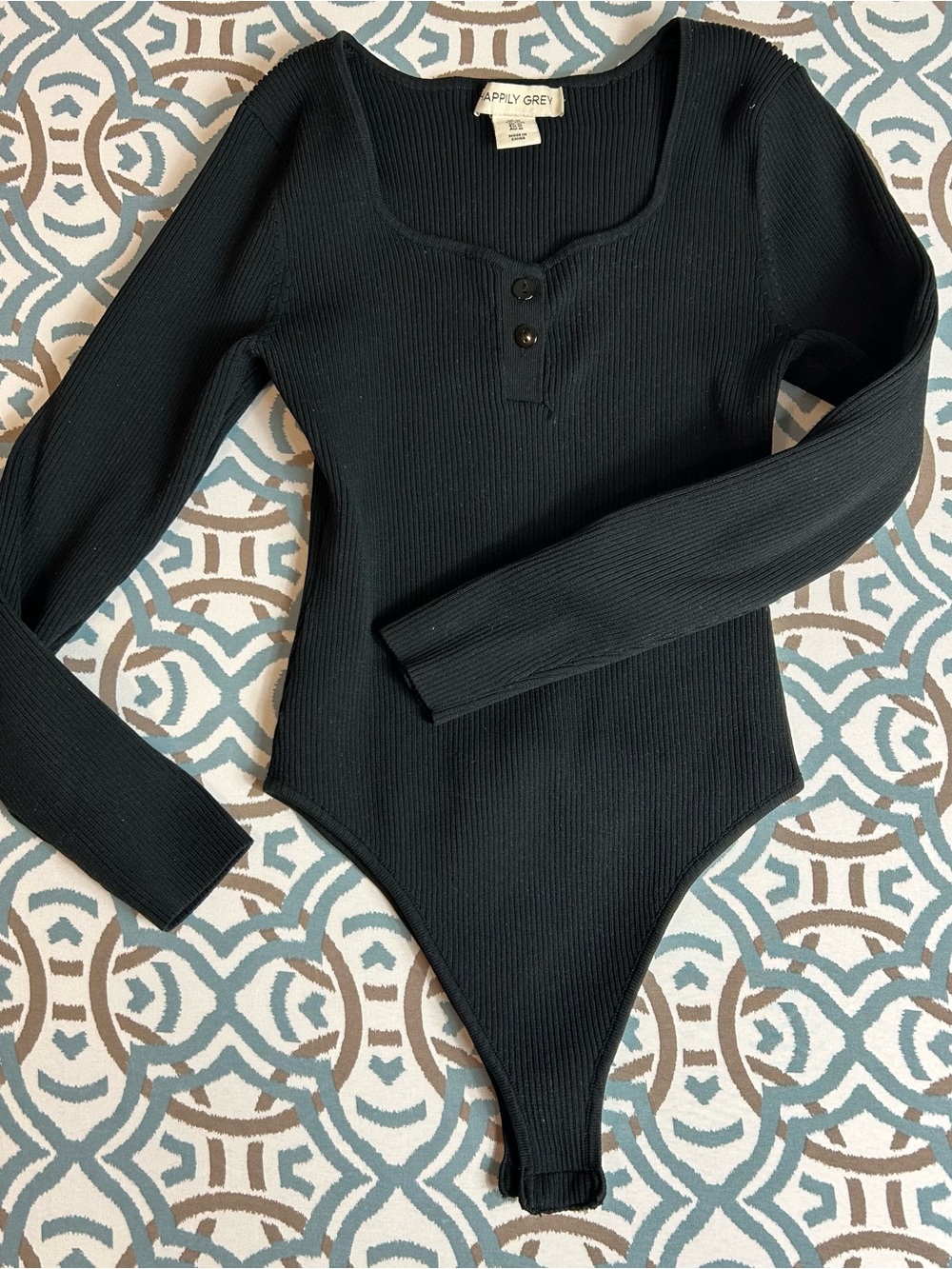 Assembly Grey Black Ribbed Scoop-Neck Bodysuit